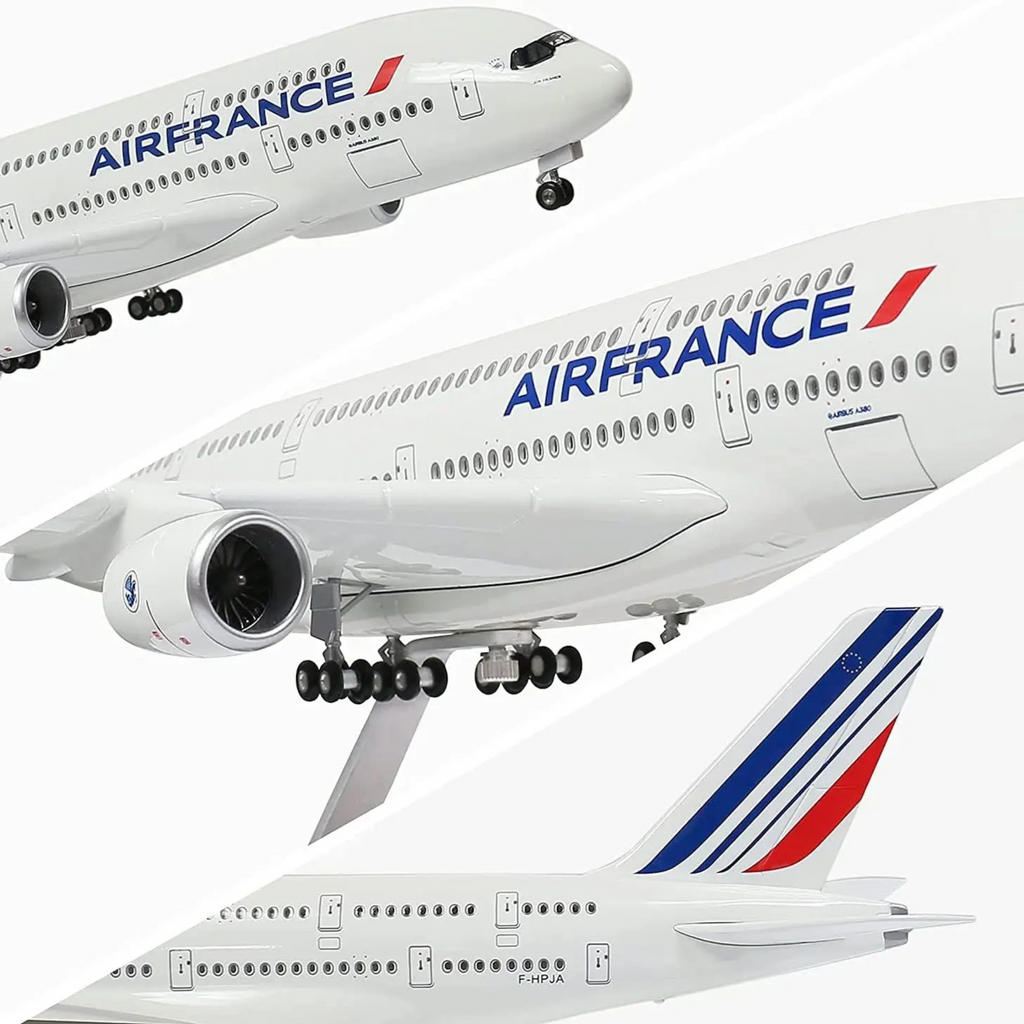 Air France Airbus A380-800 1:160 Scale Model Aircraft – LED Cabin & Cockpit Lighting – Collectible Display Plane