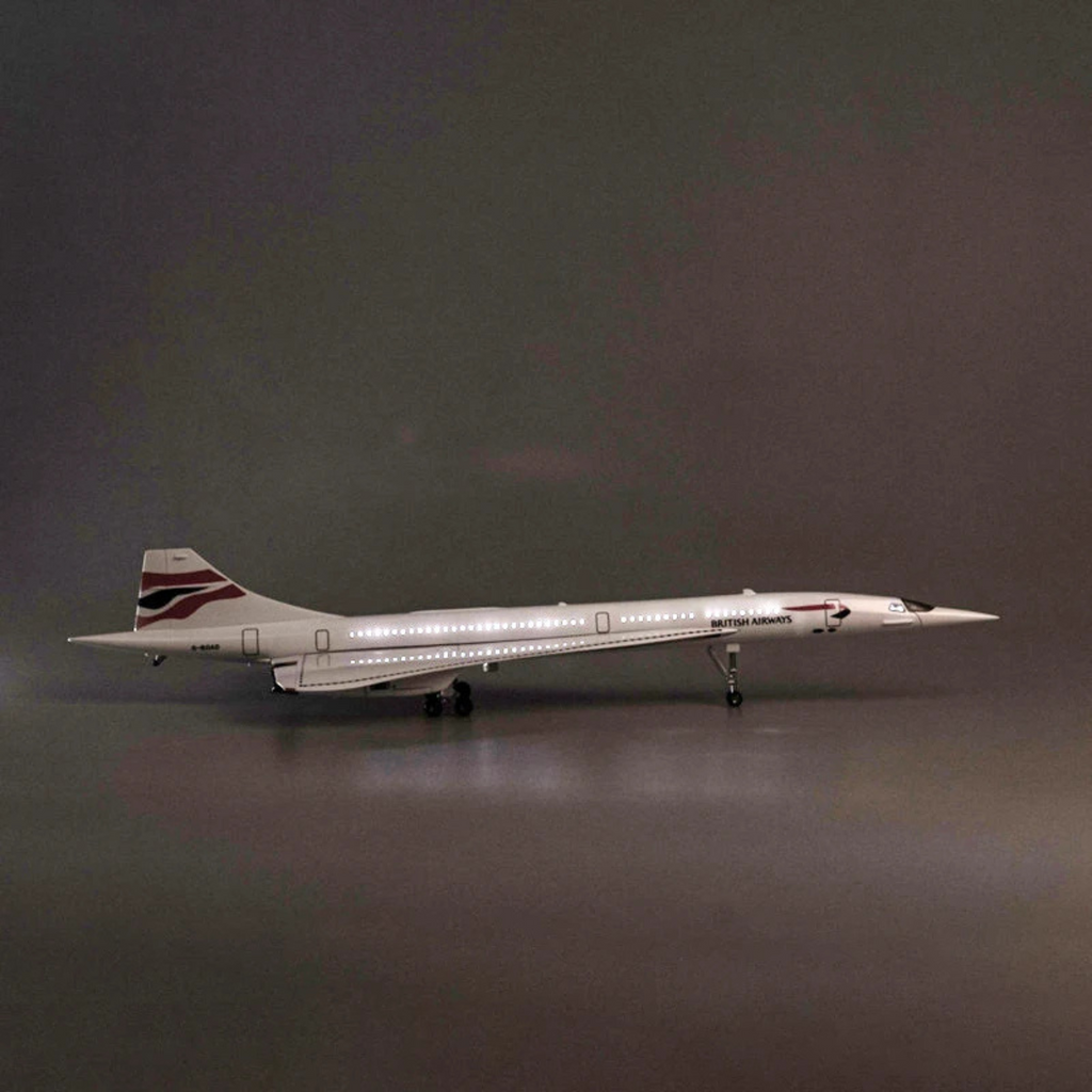 British Airways Concorde 1:125 Scale Model Aircraft – LED Cabin & Cockpit Lighting – Collectible Display Plane