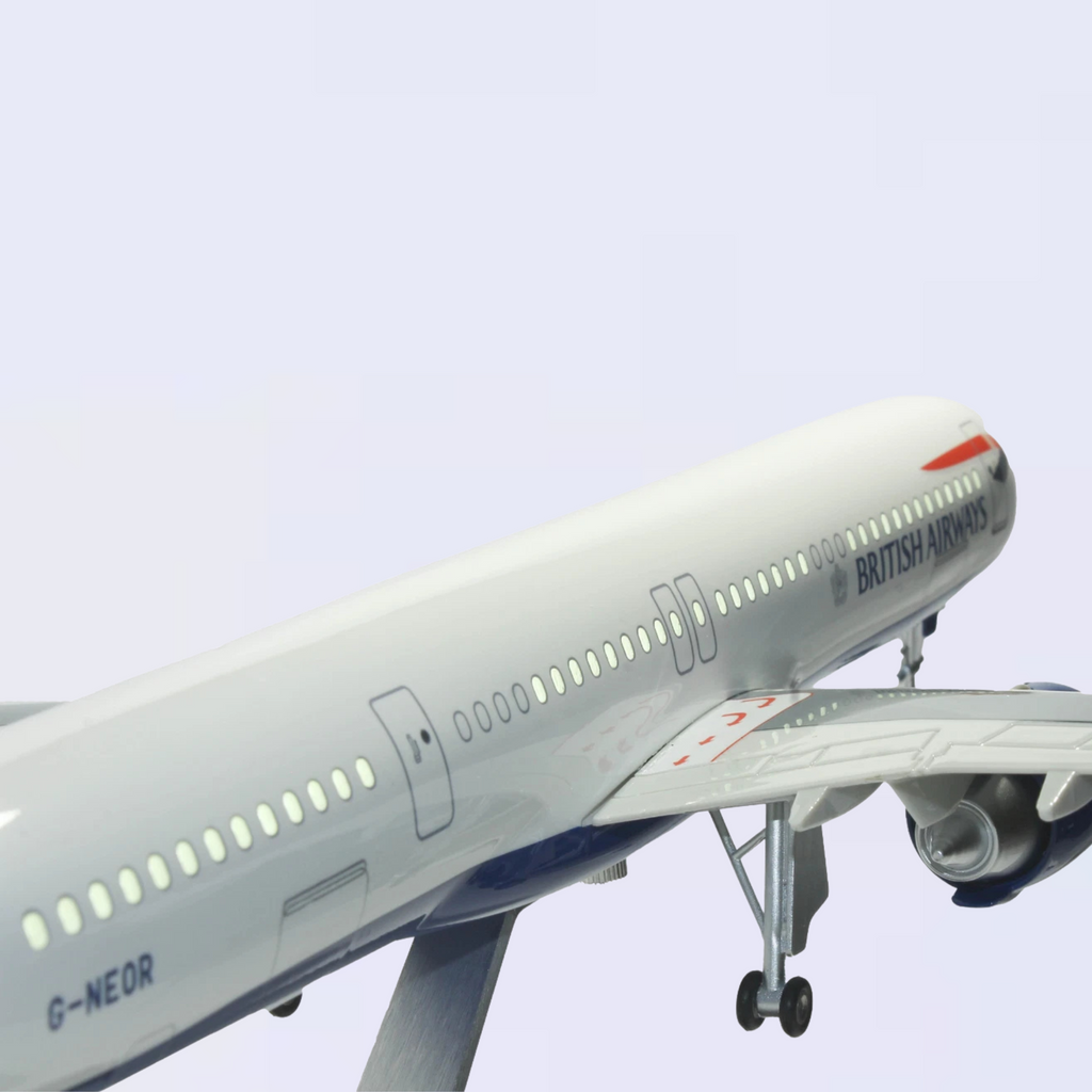 British Airways Airbus A321neo 1:100 Scale Model Aircraft – LED Cabin & Cockpit Lighting – Collectible Display Plane