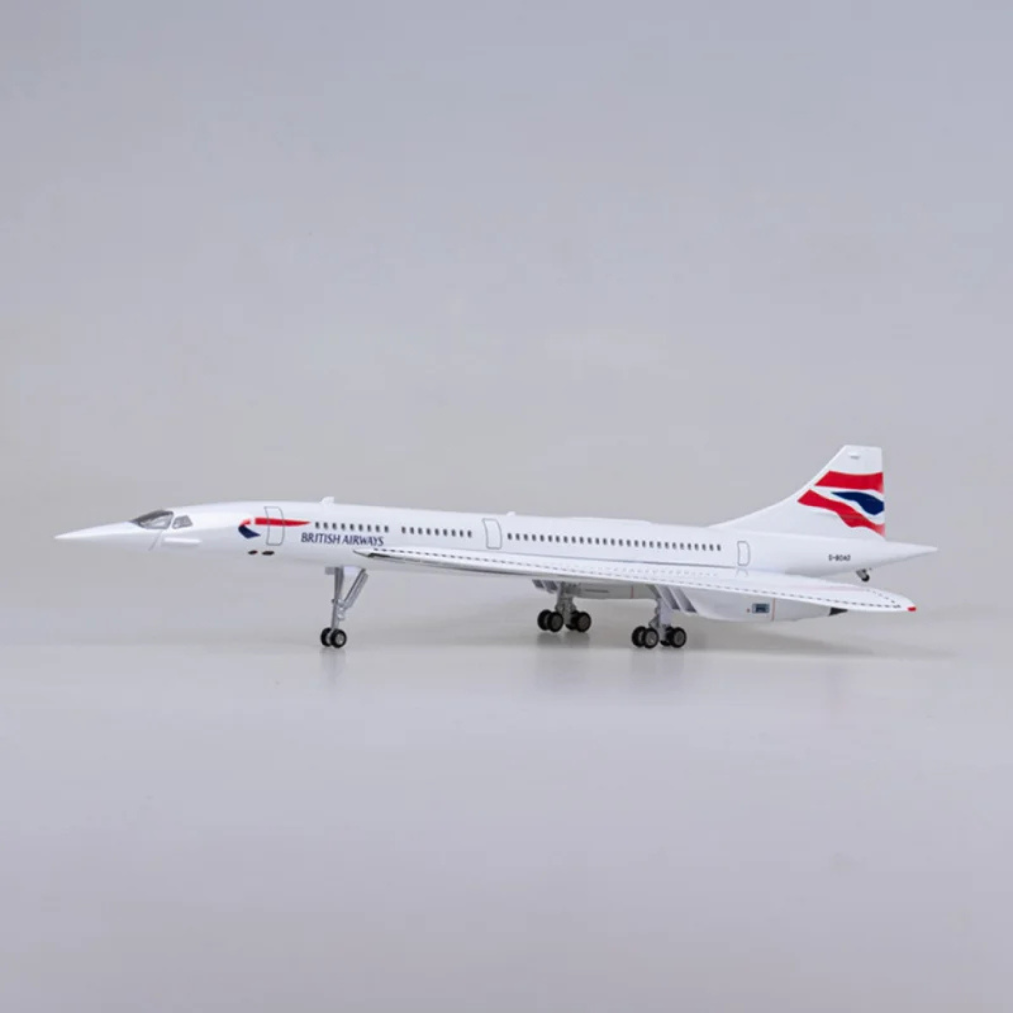 British Airways Concorde 1:125 Scale Model Aircraft – LED Cabin & Cockpit Lighting – Collectible Display Plane