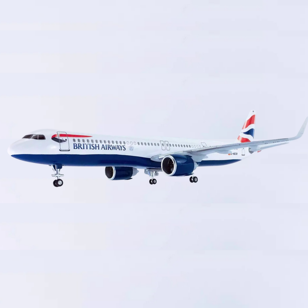 British Airways Airbus A321neo 1:100 Scale Model Aircraft – LED Cabin & Cockpit Lighting – Collectible Display Plane