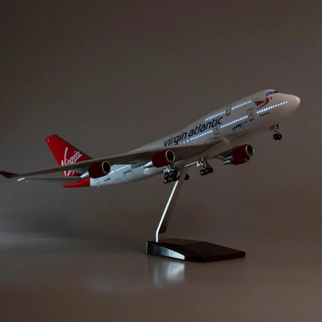 Virgin Atlantic Boeing 747-400 1:130 Scale Model Aircraft – LED Cabin & Cockpit Lighting – Collectible Display Plane