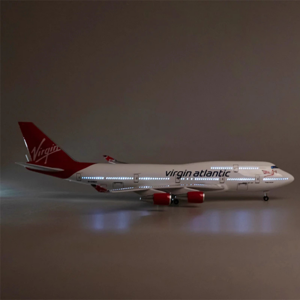 Virgin Atlantic Boeing 747-400 1:130 Scale Model Aircraft – LED Cabin & Cockpit Lighting – Collectible Display Plane