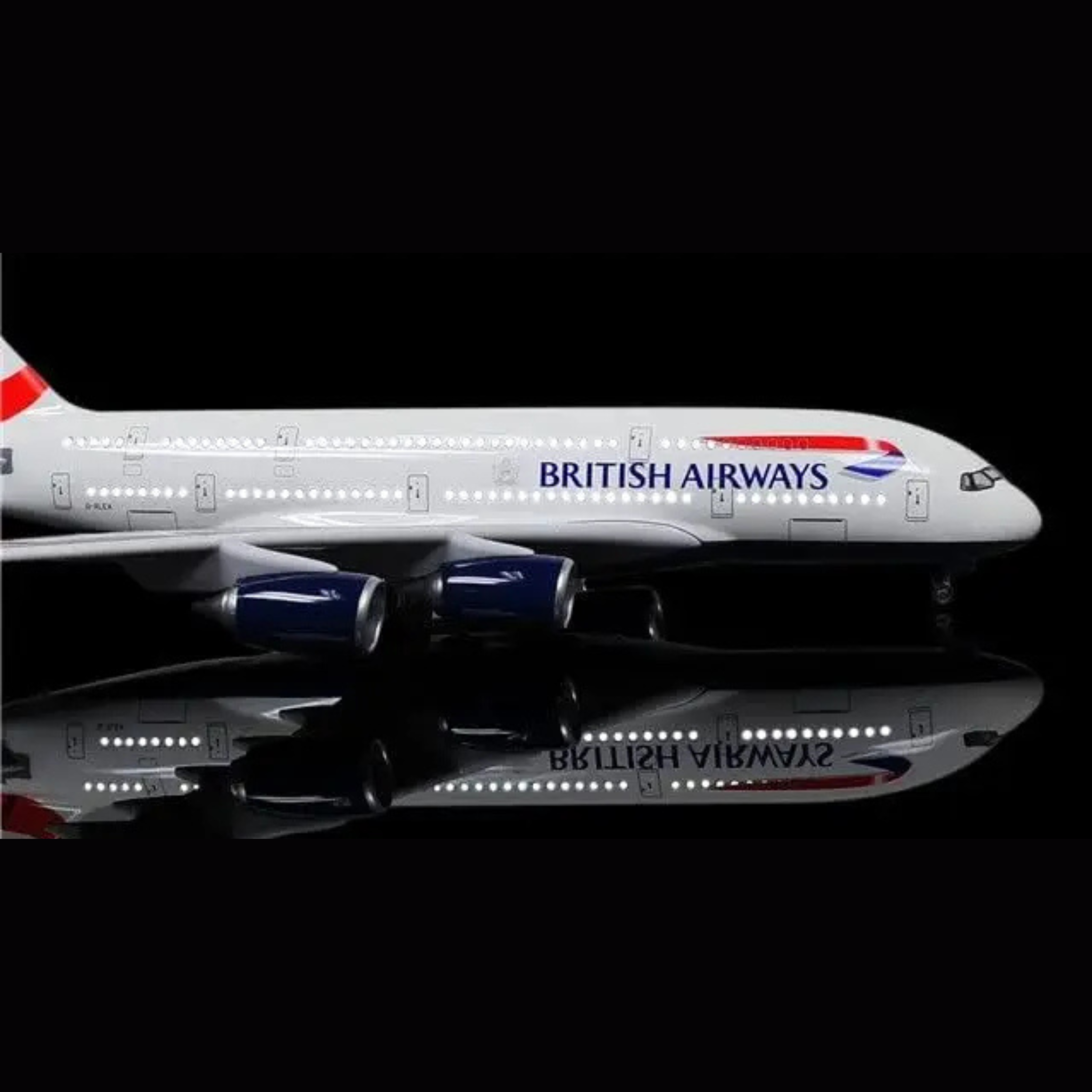 British Airways Airbus A380-800 1:160 Scale Model Aircraft – LED Cabin & Cockpit Lighting – Collectible Display Plane